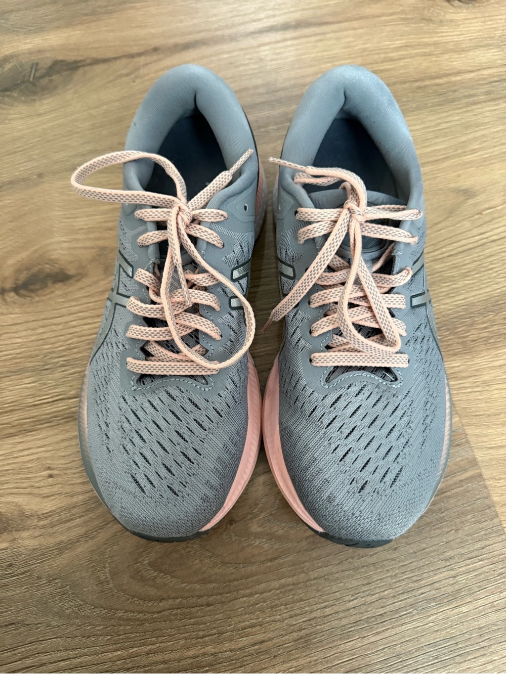 Women's ASICS Gray and Pink Running Sneakers